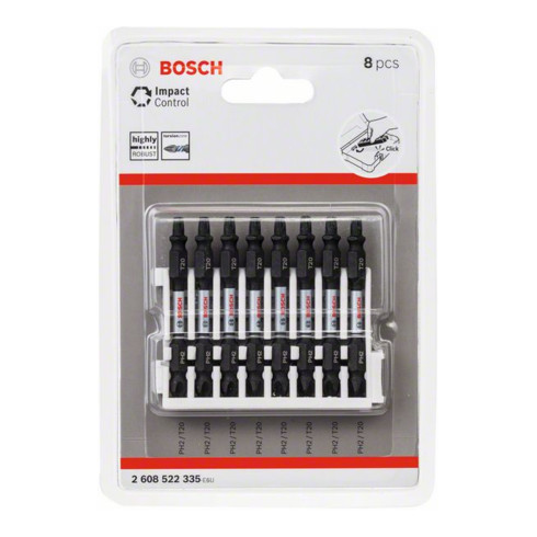 Jeu d'embouts de tournevis double lame Bosch Impact Control 8 pièces PH2-T20 65 mm