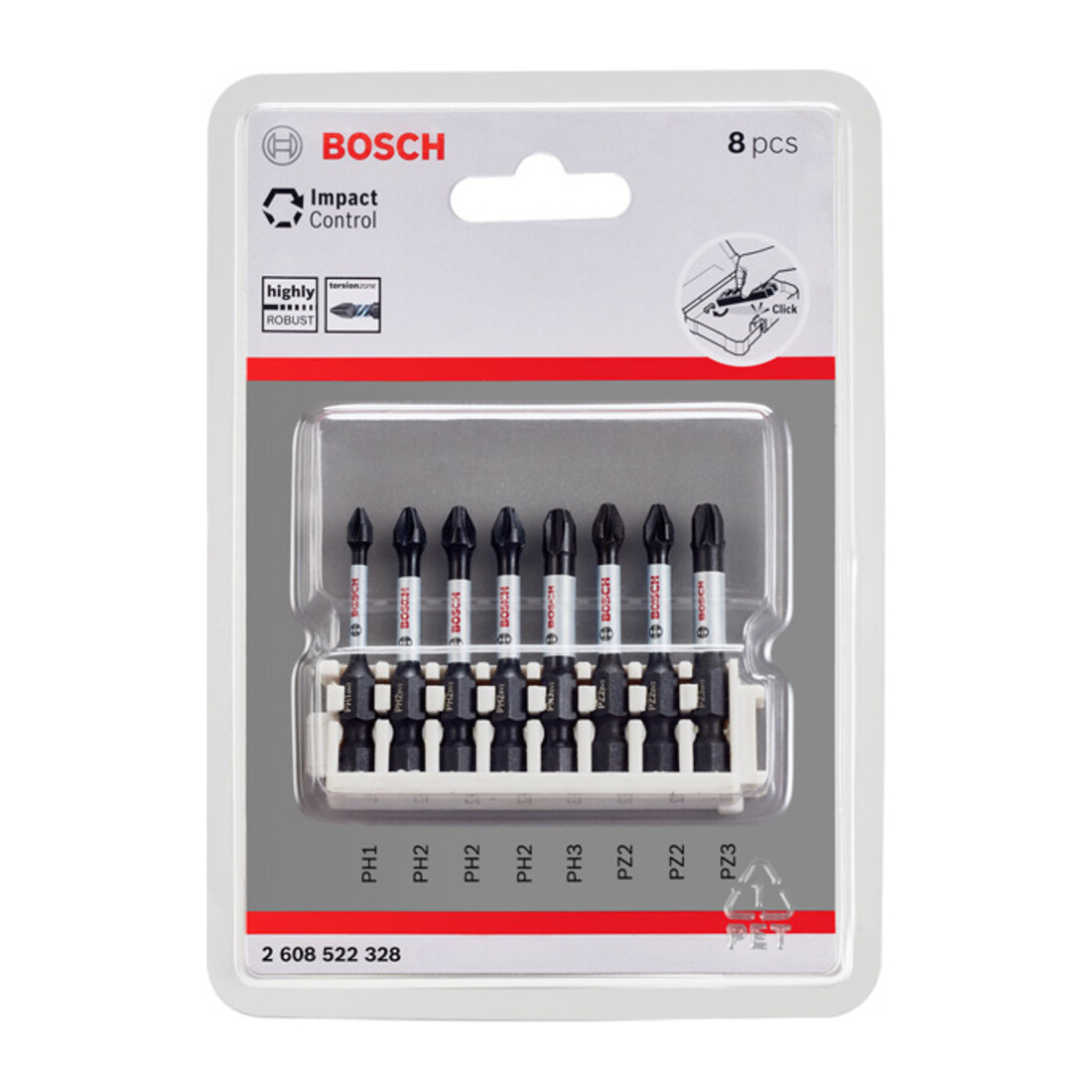 Jeu d'embouts de vissage Bosch Impact Control, 8 pièces