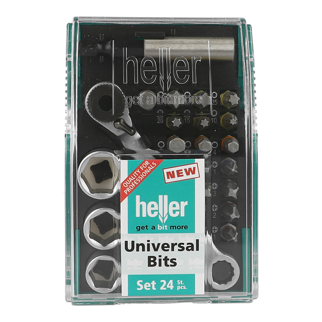 Jeu d'embouts universel Heller 24 pces Torx/Imbus/PZ/PH/HEX