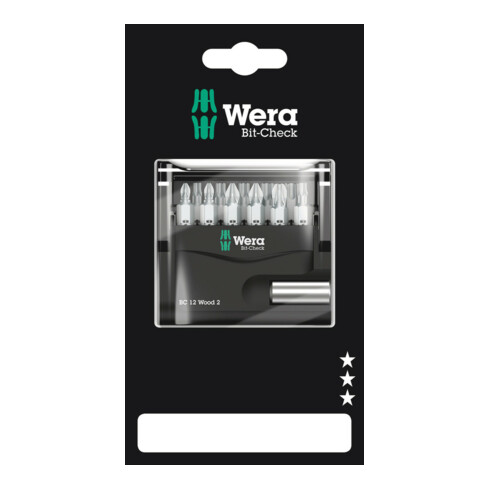 Jeu d'embouts Wera Bit-Check 12 Wood 2 SB, 12 pièces