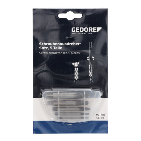 Jeu d'extracteurs de goujons 5 pièces M3-M18