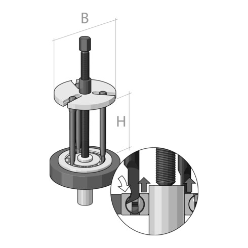 Jeu d'extracteurs de roulements à billes Gedore PLUS, taille 1+2