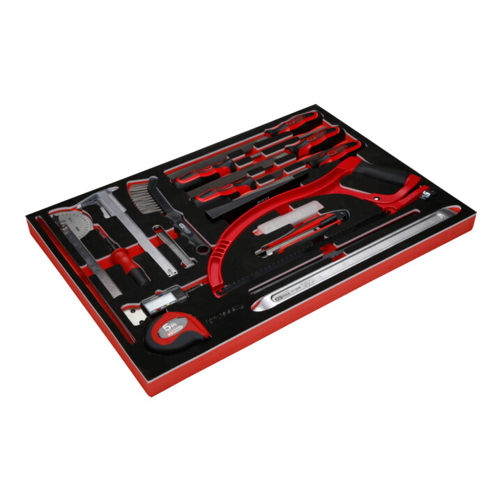 Jeu d’outils de mesure et de limes dans insert en mousse, 28 pcs KS Tools