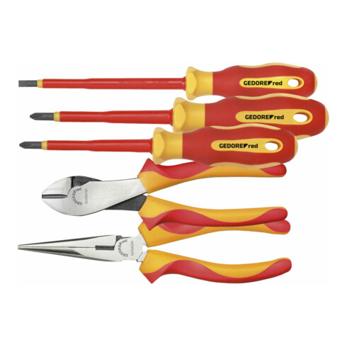 Jeu d'outils Gedore Red VDE 2x pinces+PH+SL 5 pcs