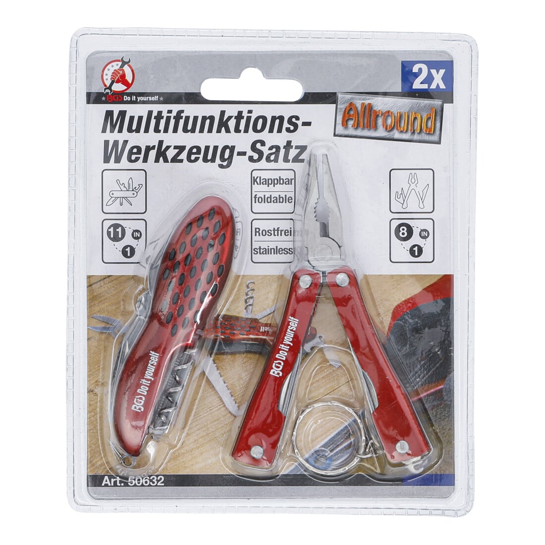 Jeu d’outils multifonctions inoxydable 2 pièces BGS