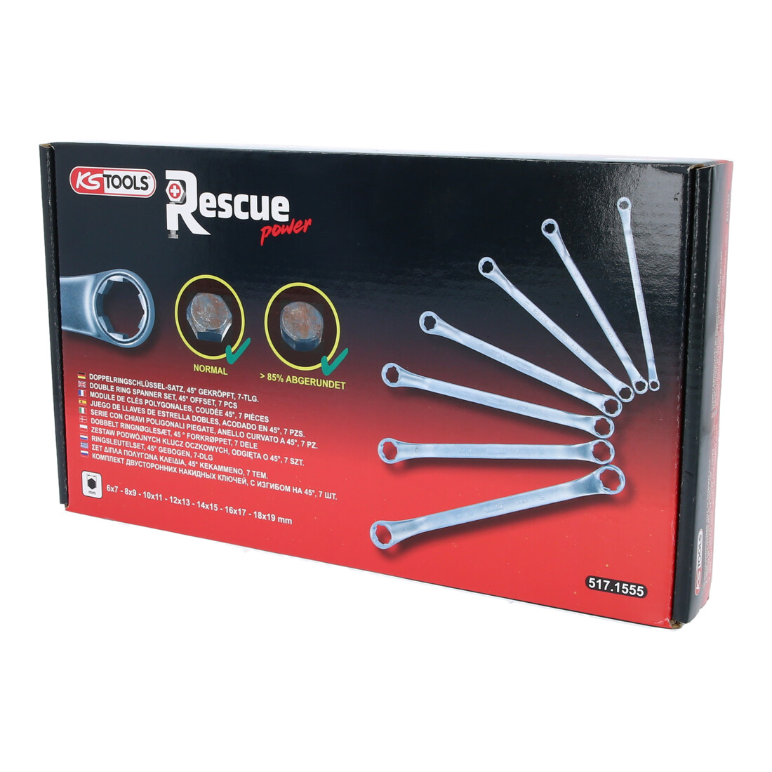 Jeux de clés polygonales RESCUEpower KS Tools coudée 7 pcs 6-19 mm