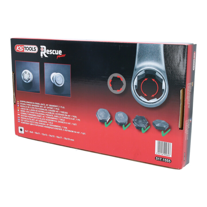 Jeux de clés polygonales RESCUEpower KS Tools coudée 7 pcs 6-19 mm