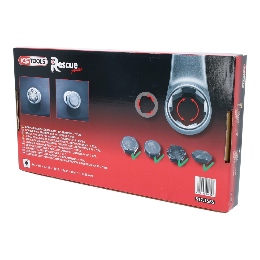 Jeux de clés polygonales RESCUEpower KS Tools coudée 7 pcs 6-19 mm