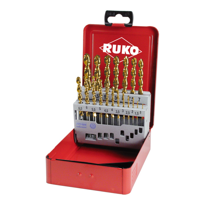 Jeux de forets DIN 338 type TL 3000 HSS TiN taillés meulés coffret métallique