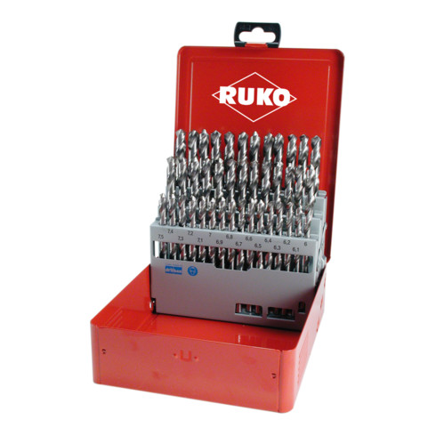 Jeux de forets RUKO GmbH DIN 338 type N HSS G taillés meulés coffret métallique
