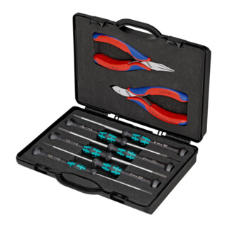 Jeux d'outils pour l’électronique, avec outils pour travaux sur composants électroniques Knipex