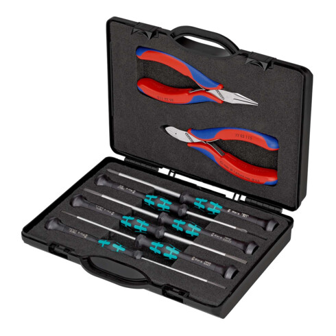 Jeux d'outils pour l’électronique, avec outils pour travaux sur composants électroniques Knipex