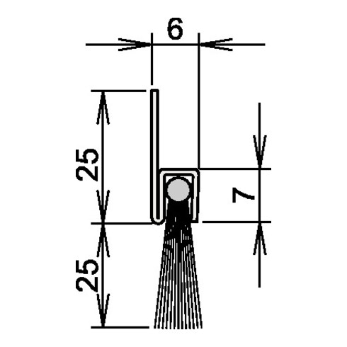 Joint de porte à brosse L.1100mm en crin de cheval mélangé Aufr.Athmer