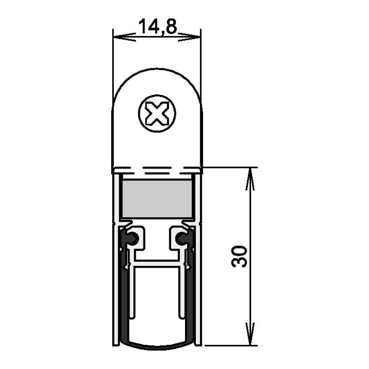 Joint de porte Schall-Ex® DUO L-15 WS Nr. 1-382 Ausl.2-s.L.708mm Alu. silverf.