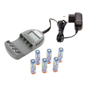 JUMTEC Set chargeur 2 avec 6 piles rechargeables Mignon NiMH