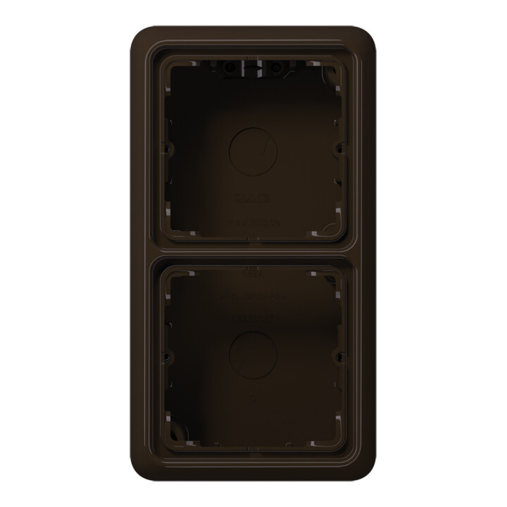 Jung AP-Kappe 2-fach br angeformter Rahmen CD 582 A aus Kunststoff braun mit zwei Öffnungen und Rahmen CD582A für Aufputzgeräte, CD582ABR