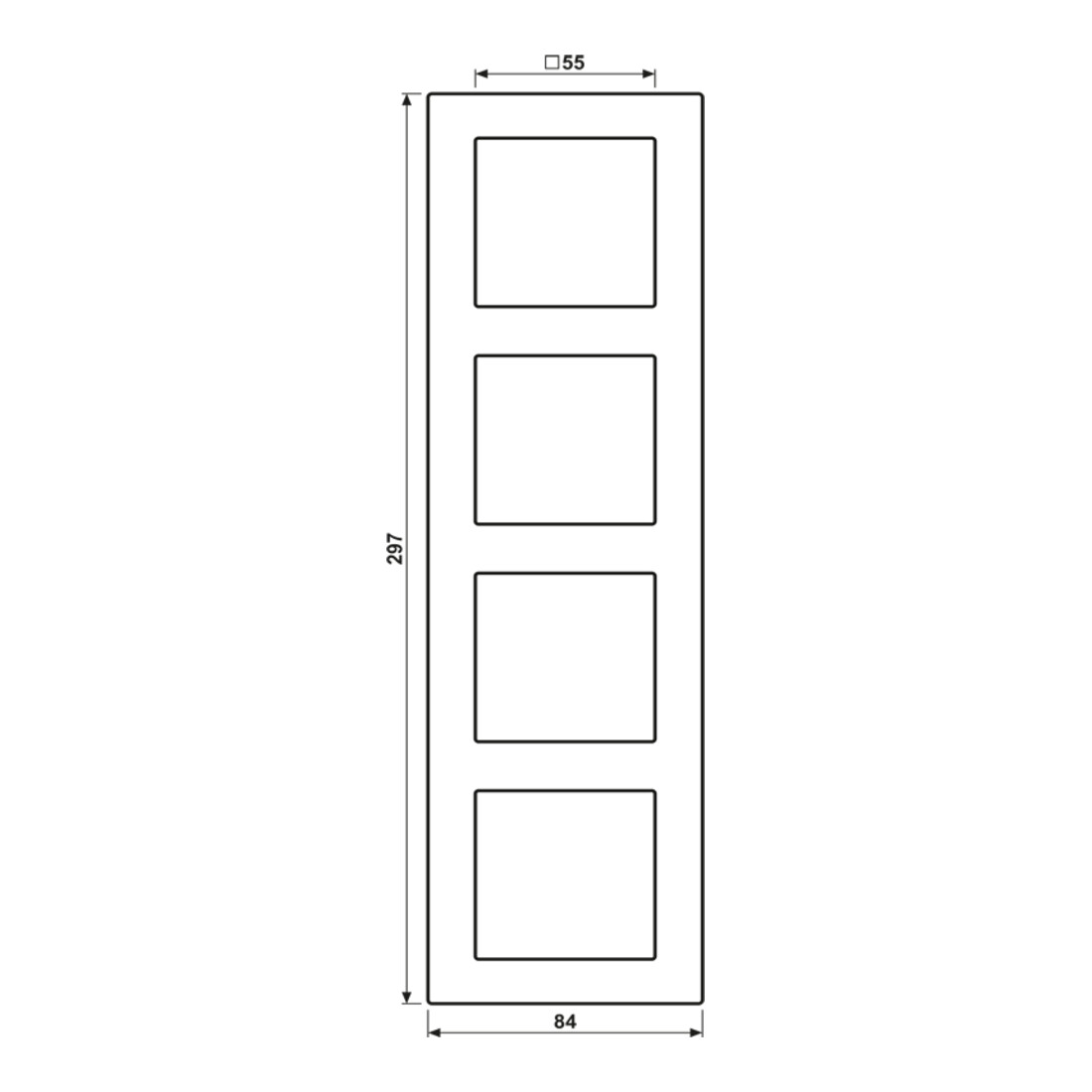 Jung Cadre 4 voies aws niveau/vertical AC 584 WW