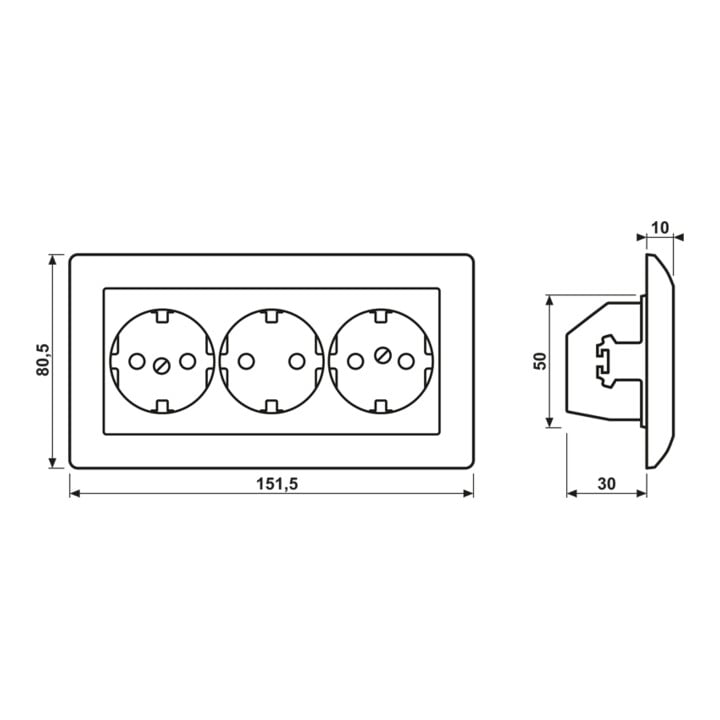 Jung KK-SCHUKO-Steckdose aws 16A 250V 3-fach AS 523 WW
