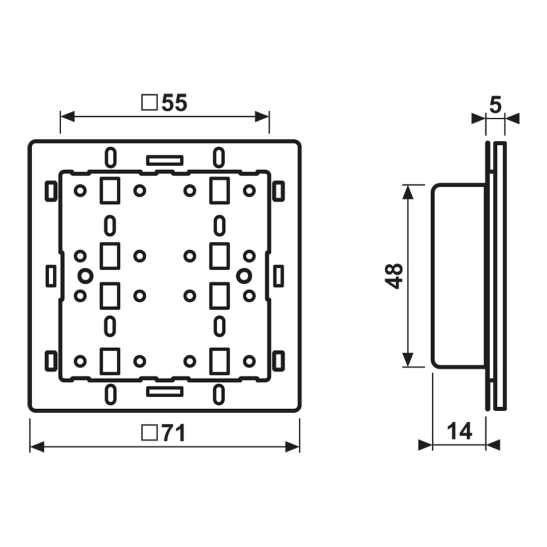 Jung KNX Funk-Tastsensor-Modul Adapterrahmen 3-fach 4073 RF TSM