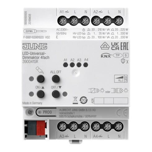 Jung KNX Universal-Dimmaktor LED, 4fach, 4 TE 39004 1S R