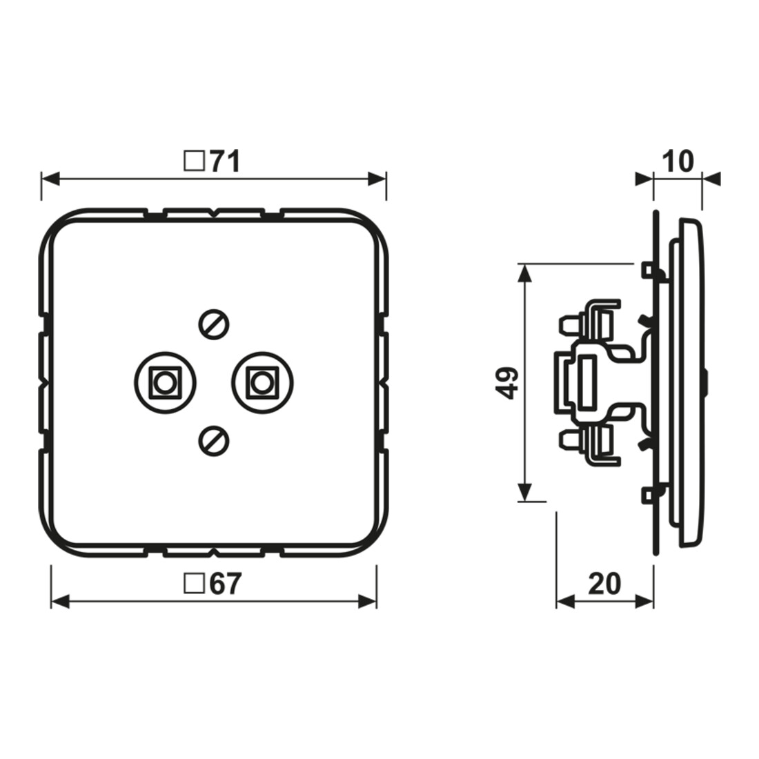 Jung Prise de compensation de potentiel 2 broches CD 565-2 WW