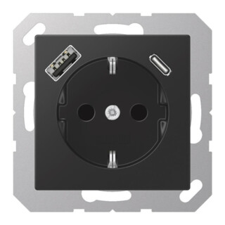 Jung SCHUKOsteckdose A1520-15CASWM USB graphitschwarz