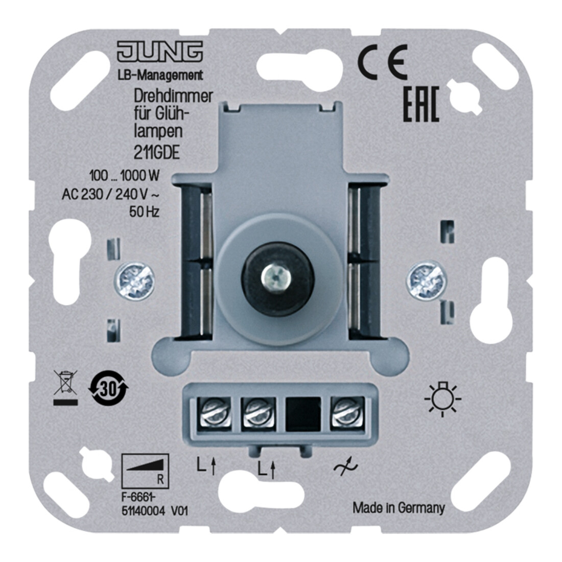 Jung Variateur rotatif avec interrupteur-poussoir 211 GDE