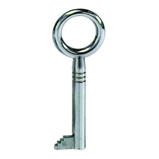 JuNie MB-Clé décorative 0305 à panneton, 8x6, tige 42, diamètre 6, rainures, n° de clé 4 nickelé