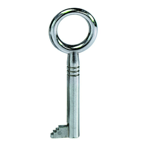 JuNie MB-Clé décorative 0305 à panneton, 8x6, tige 42, diamètre 6, rainures, n° de clé 4 nickelé