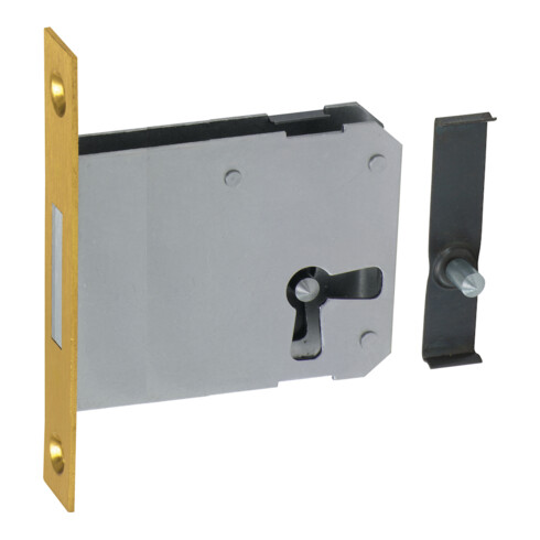 JuNie Serrure à loquet pour meuble 0663,D 35mm avec plaque en laiton, droite/gauche