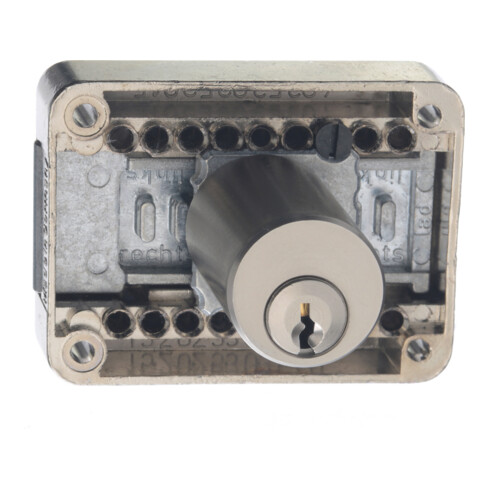 JuNie Zylinderriegelschloss 2828,D 15-40mm aufliegend Metall vernickelt, ls/rs