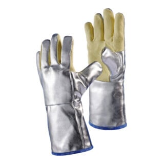 Jutec  Hitzehandschuhe, L.38cm, Aramid/Preox-Aramid-Alu 5 Finger / Kat.III max.1000°
