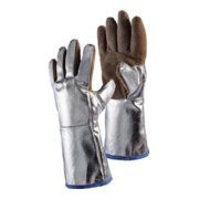 Jutec Hitzeschutzhandschuhe 5-Finger,Universalgr.natur/silb Leder EN388,EN407 Kat.III