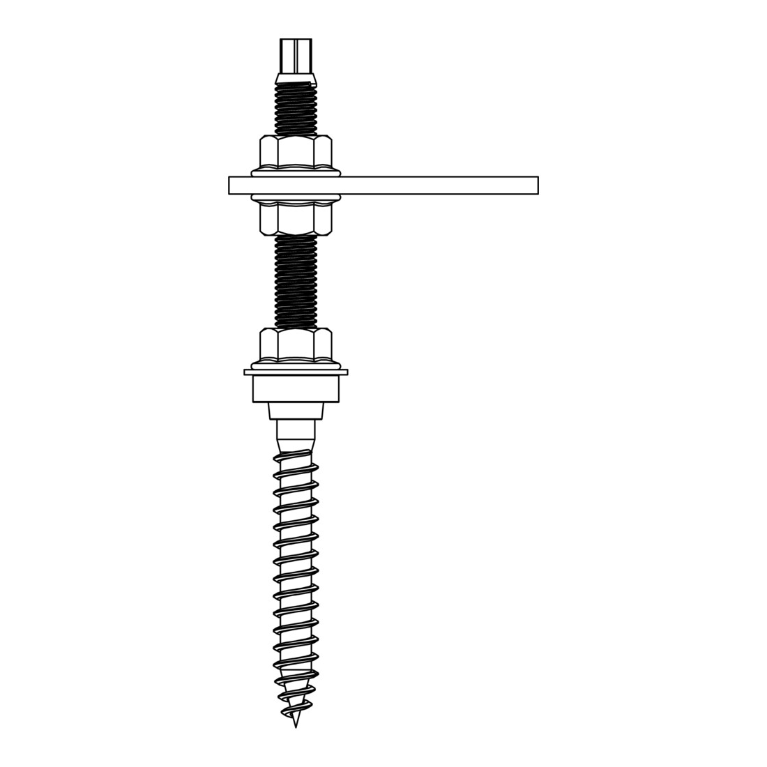 K2 Systems Vis de fixation préassemblée M12x200, clé 9 mm 2000123