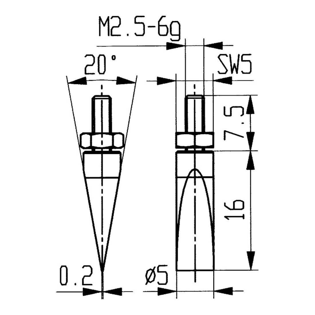 Käfer Messeinsatz HM Typ 20/ 5,0mm