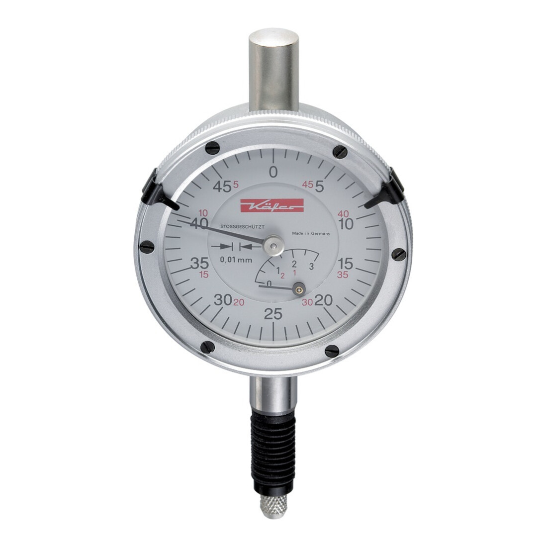 KÄFER Präzisions-Kleinmessuhr IP67öl- und wasserdicht, stoßgeschützt, Messbereich / Gehäuse-Ø: 3/40 mm