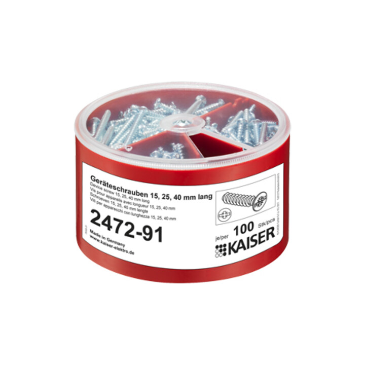 Kaiser Boîte de vis pour appareils 100 pièces 3,2x15/25/40 2472-91