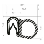 Kantenschutz flexibel schwarz, mit Moosgummi, Klemmbereich 1,0-4,0mm,-3
