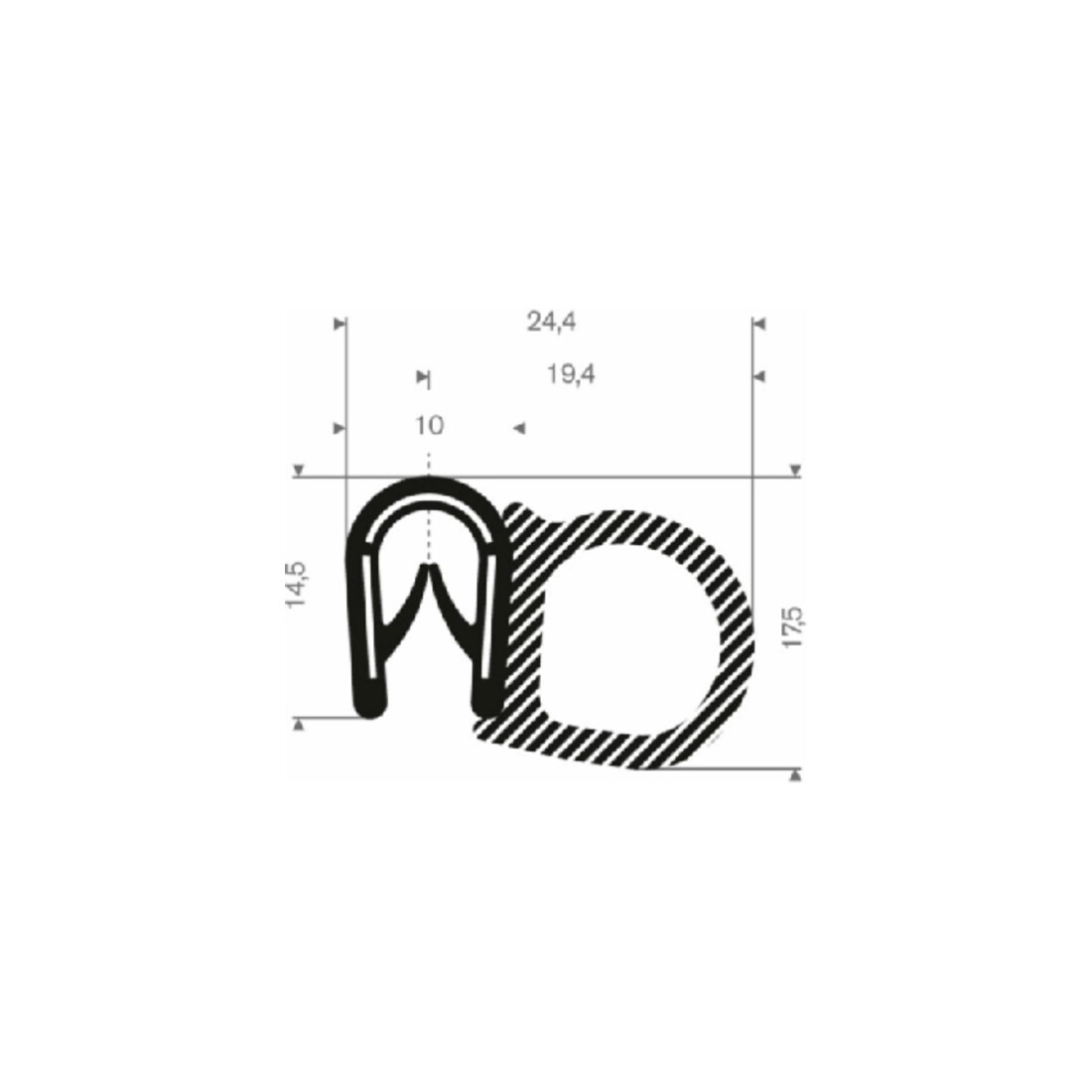 Kantenschutz flexibel schwarz, mit Moosgummi, Klemmbereich 1,0-4,0mm,