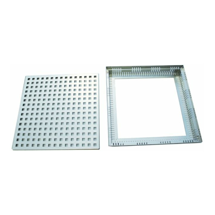Kantfuchs24 Terrassenrost Pro Style, Auffangwanne + Trittblech, MAGNELIS Stahl RAL9006, 400 x 400 x 50mm