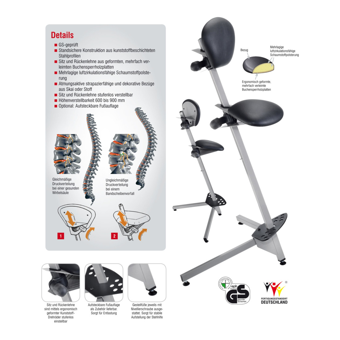 Kappes Fußauflage ErgoPlus 3000 RAL 9005