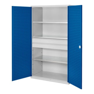 Kappes Großvolumenschrank RasterPlan RAL 7035/5010 Tür innen Lochplatten Ausstattung 3