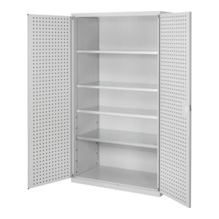 Kappes Großvolumenschrank RasterPlan RAL 7035 Tür innen Lochplatten Ausstattung 1