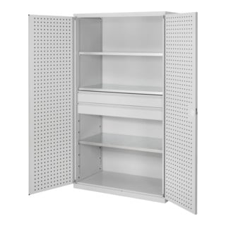 Kappes Großvolumenschrank RasterPlan RAL 7035 Tür innen Lochplatten Ausstattung 3