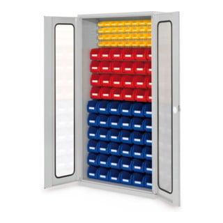 Kappes Schlitzplattenschrank RasterPlan RAL 7035 Mod. 57 Sichtfenstertüren