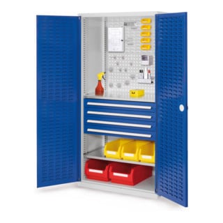 Kappes Schubladenschrank RasterPlan RAL 7035/5010 Mod. 23 Tür innen Schlitzplatten