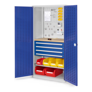 Kappes Schubladenschrank RasterPlan RAL 7035/5010 Mod. 26 Tür innen Schlitzplatten
