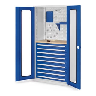 Kappes Schubladenschrank RasterPlan RAL 7035/5010 Mod. 37 Sichtfenstertüren