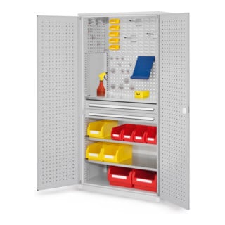 Kappes Schubladenschrank RasterPlan RAL 7035 Mod. 11 Tür innen Lochplatten