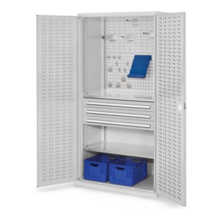 Kappes Schubladenschrank RasterPlan RAL 7035 Mod. 22 Tür innen Schlitzplatten